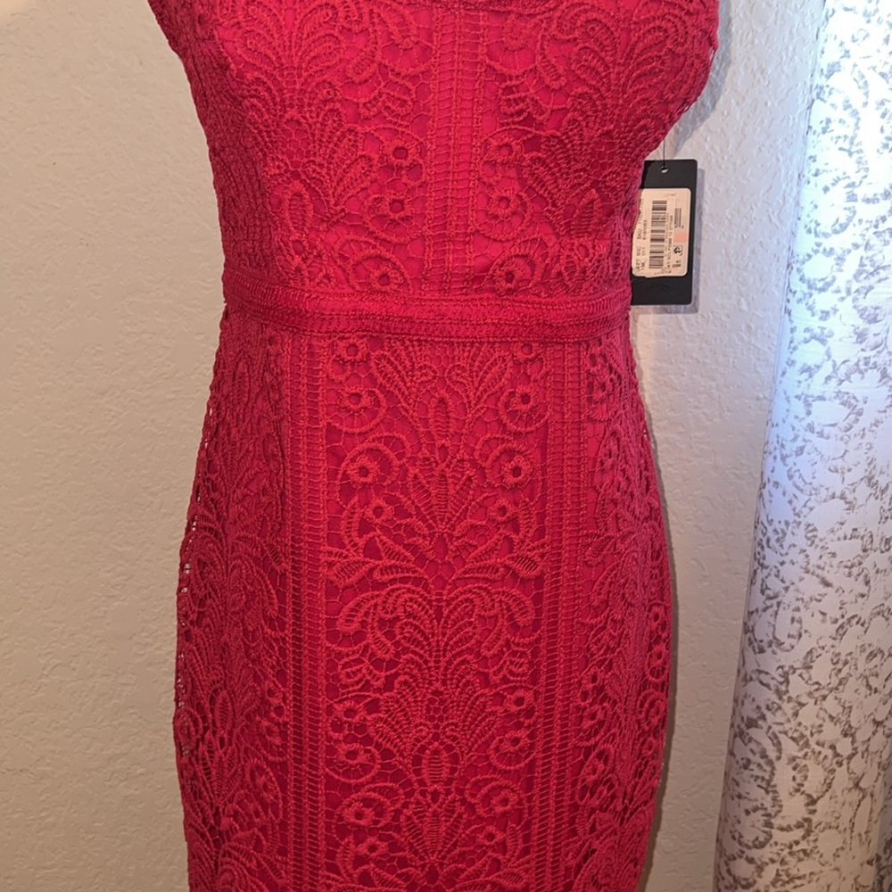 Guess Fuchsia Lace Midi Dress - Picture 3 of 8